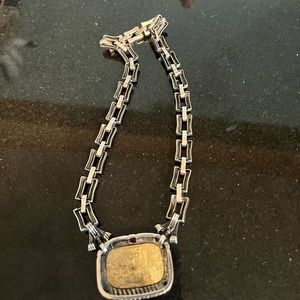 Gold and sterling silver coin necklace